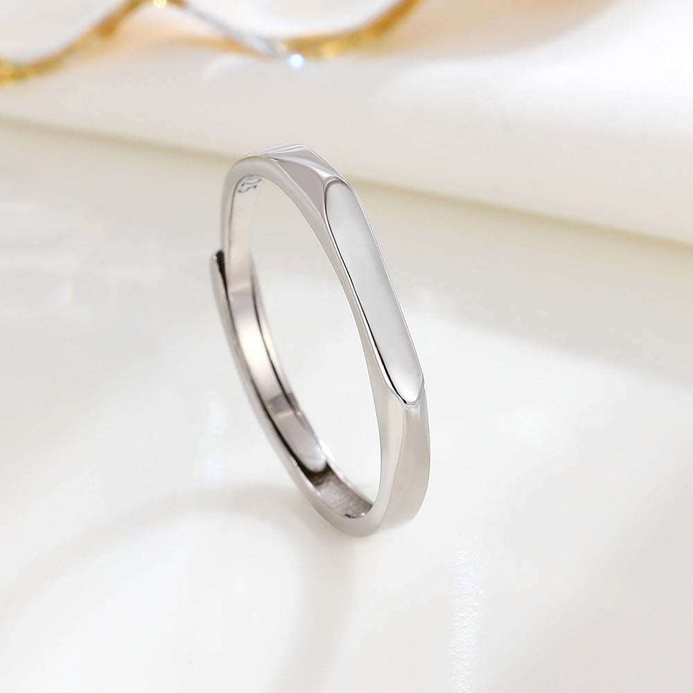 Rockyu シルバー925 ペアリング フリーサイズ 多面カット 結婚&婚約指輪