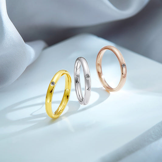 Rockyu シンプル一粒ジルコニアリング|チタン製レディースリング