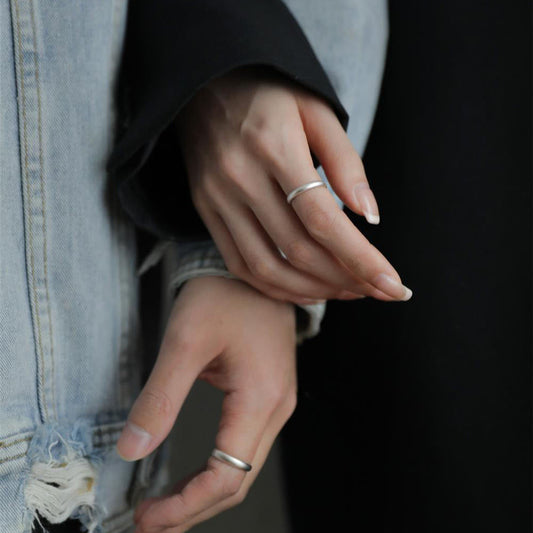 Rockyu ペアリング シルバー925 平打ちデザイン フリーサイズ メンズ レディース 鏡面加工