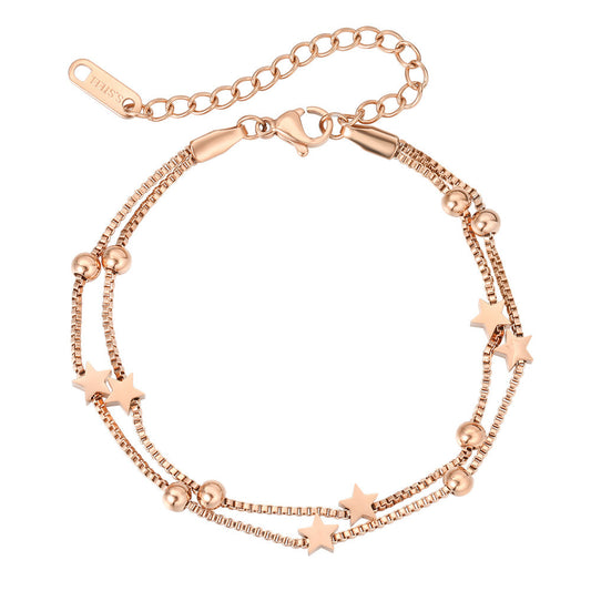 Rockyu 2連スター細身ブレスレット|ローズゴールド×ジルコニアの華奢ジュエリー