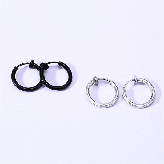 Rockyu フェイクピアス サージカルステンレス製 リングデザイン 両耳用 金属アレルギー対応