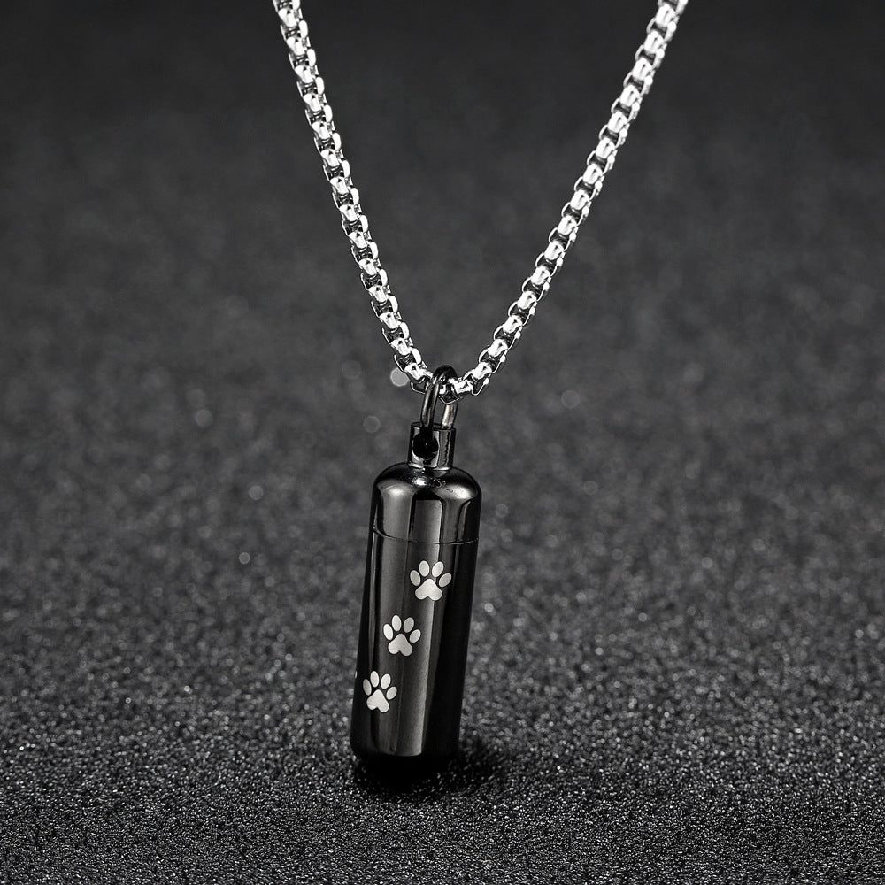 Rockyu メモリアルネックレス メンズ カプセル型 遺骨ペンダント チタン製 金属アレルギー対応