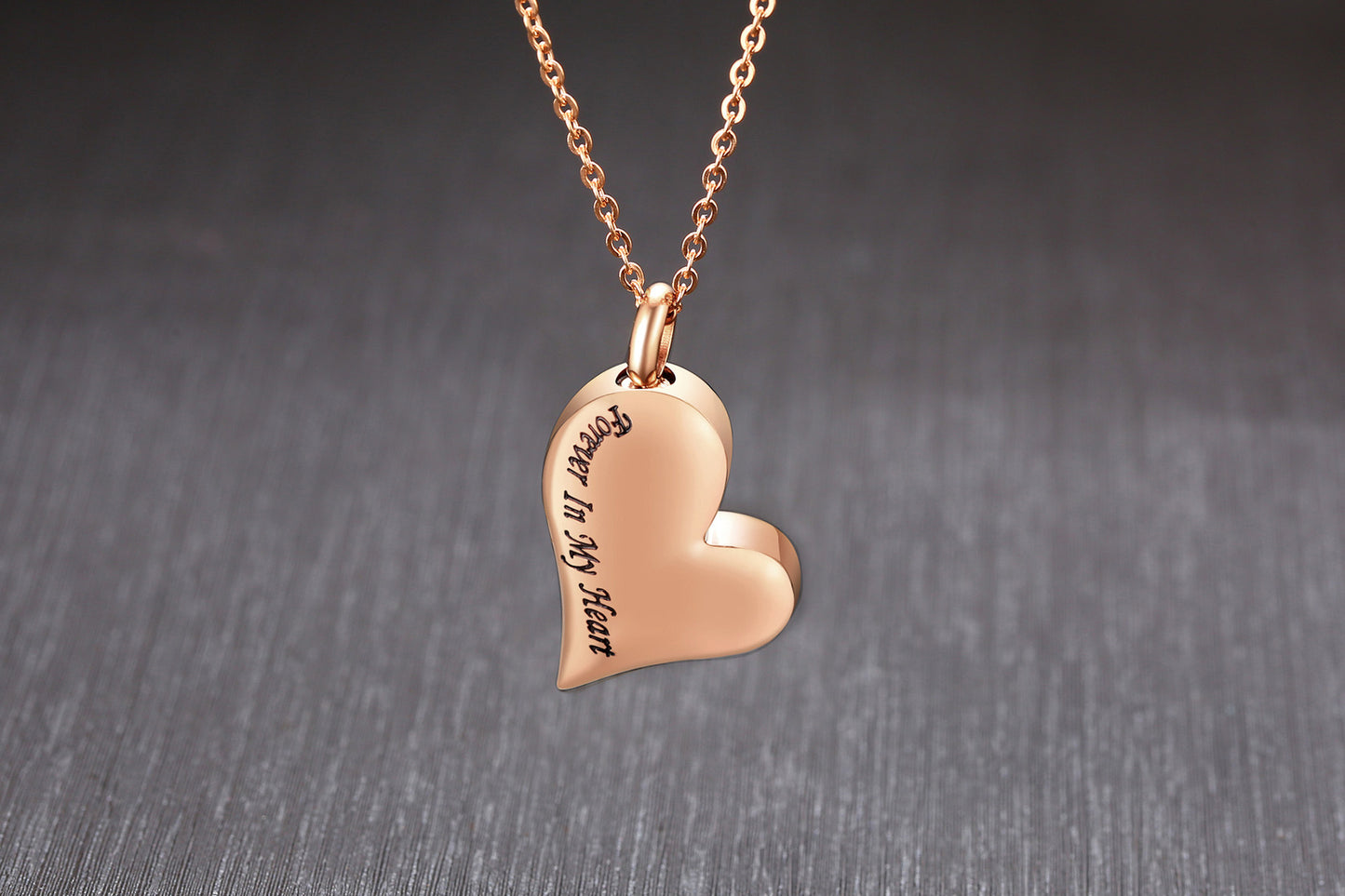 Rockyu ハート型メモリアルネックレス ステンレス製 刻印入り 遺骨ペンダント 50cmチェーン