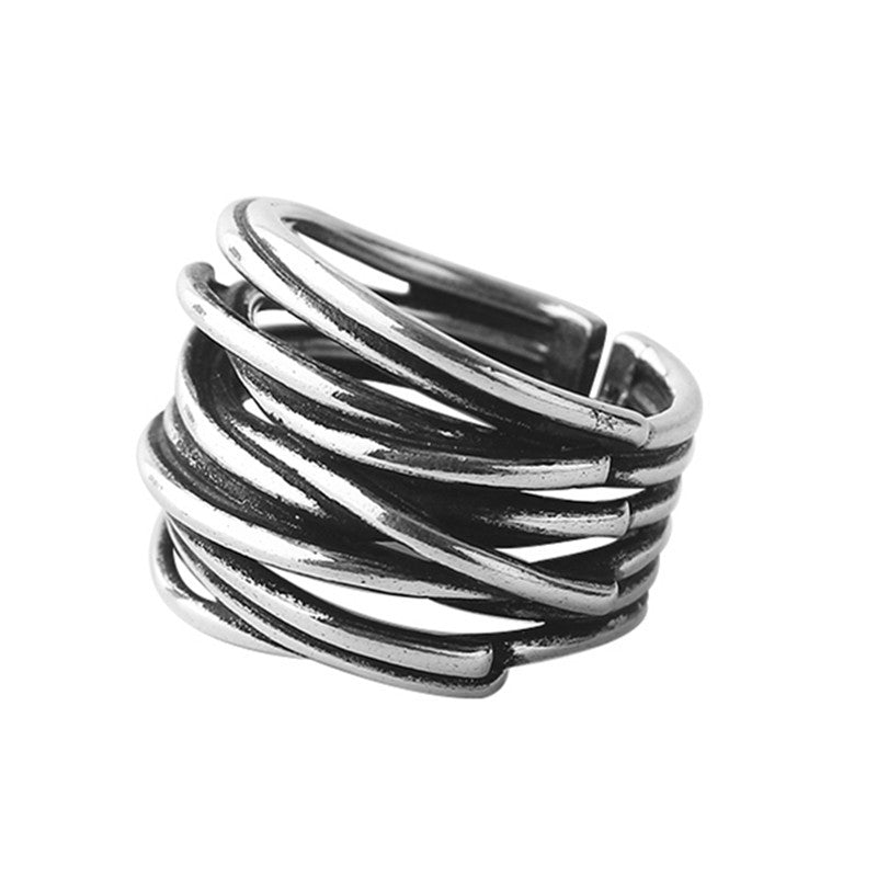 Rockyu シルバー多連チタンリング レディース フリーサイズ おしゃれ指輪