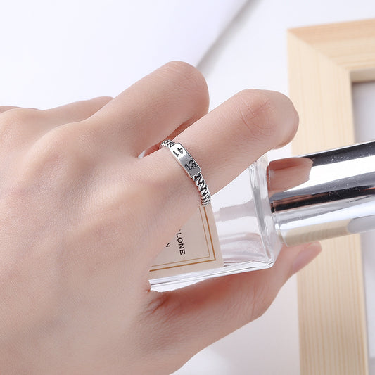 Rockyu 指輪 レディース フリーサイズ リング シルバー925 編み込み 数字リング 1314 永遠の愛を象徴するデザイン