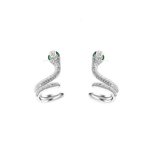 Rockyu 蛇ピアス レディース ジルコニア×925銀製ポスト ゴールド&シルバー 耳飾り
