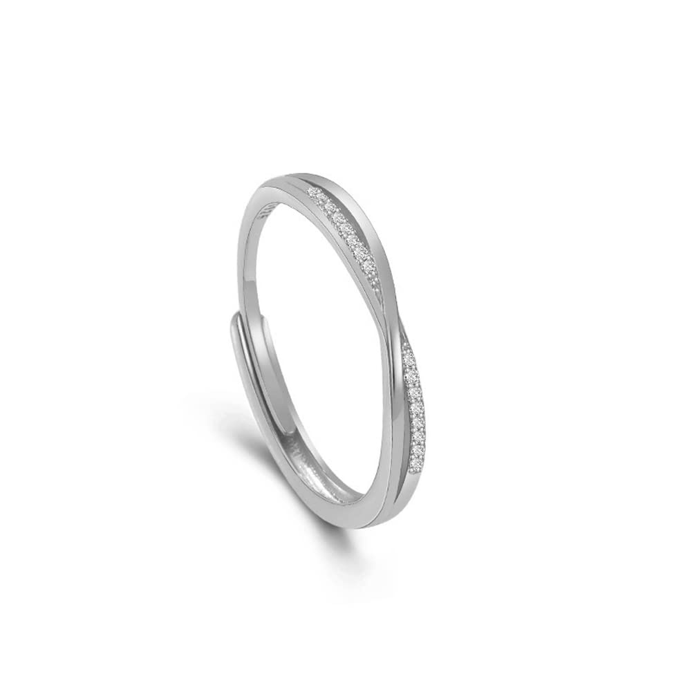 Rockyu レディース フリーサイズ クロスリング|18Kコーティング ピンクゴールド&ジルコニア 指輪