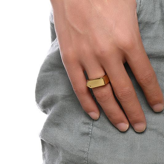 メンズ印台リング|ステンレス 幅広 スクエアデザイン 指輪 金属アレルギー対応