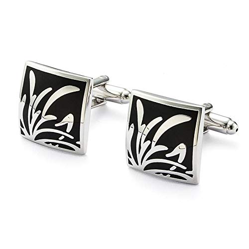 Rockyu ネクタイピン&カフスボタン セット メンズ シルバー 唐草模様 ビジネス・結婚式用 ギフト