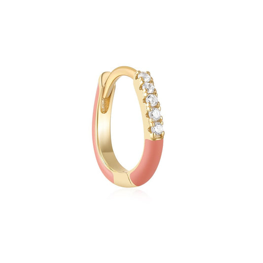 ピアス レディース カラーフープ シルバー925 ジルコニア エナメル仕上げ 小ぶり フープピアス ゴールド