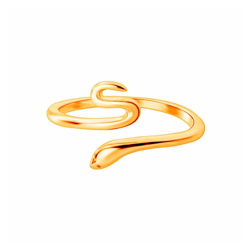 Rockyu 18K仕上げ 蛇モチーフリング レディース フリーサイズ ゴールド&シルバー