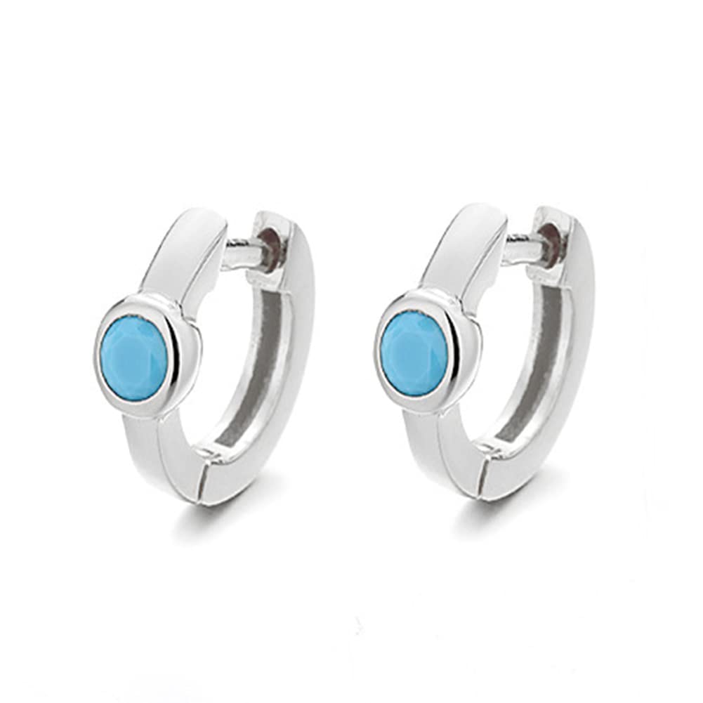 Rockyu ピアス レディース シルバー925 ターコイズ フープリング 両耳用 ジュエリー