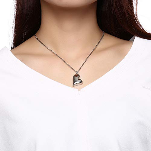Rockyu ハート型メモリアルネックレス ステンレス製 刻印入り 遺骨ペンダント 50cmチェーン