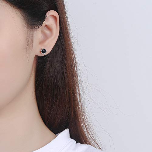 ピアス メンズ レディース シルバー925 六角形 ブラックジルコニア スタッドピアス