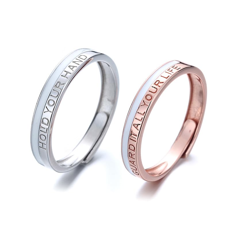 Rockyu ペアリング カップル用 ローマ数字刻印 フリーサイズ シルバー925リング