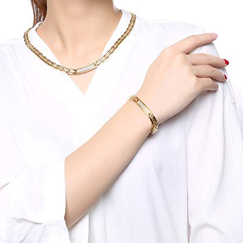 【煌めき×癒し】ジルコニア×磁気ブレスレット|ステンレス製・レディース・ゴールド