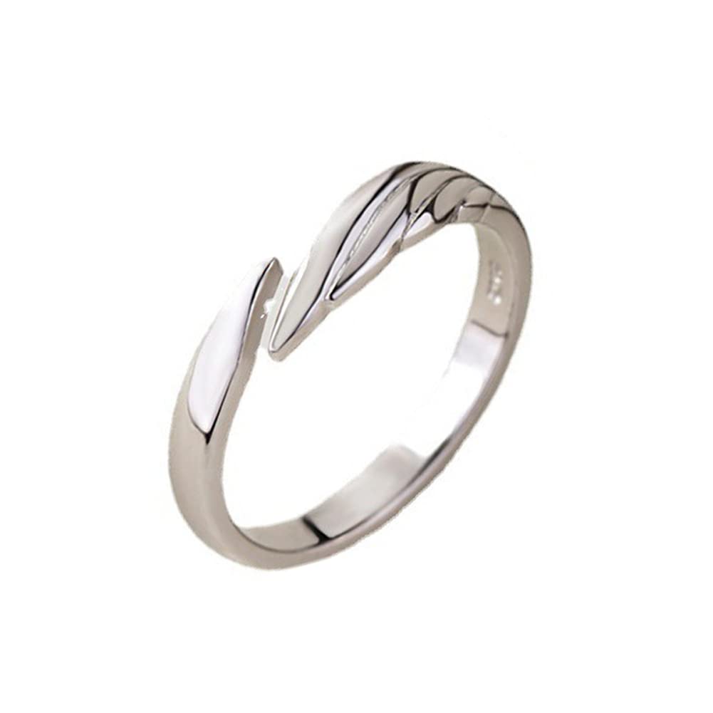 Rockyu 指輪 ペアリング メンズ レディース フリーサイズ 天使と悪魔 シルバー ブラック 925 純銀