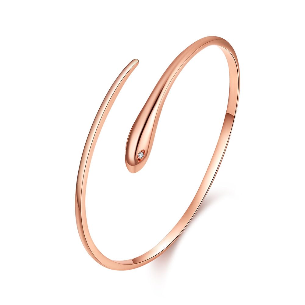 Rockyu 蛇モチーフバングルブレスレット|シルバー925風のフリーサイズデザイン