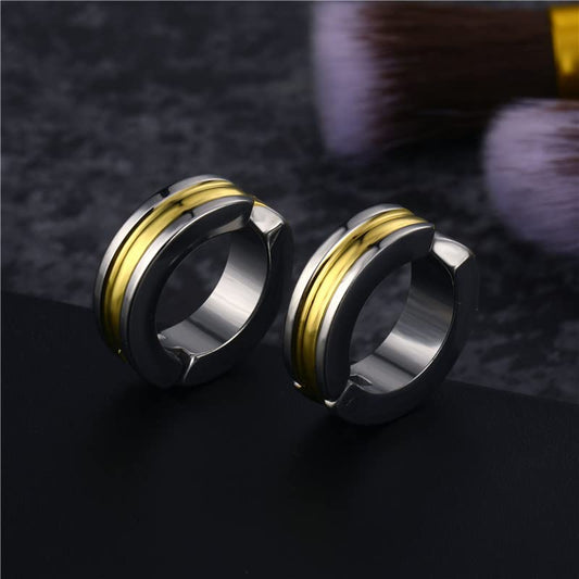 Rockyu フェイクフープピアス メンズ – チタン製 ノンホールイヤーカフ(単品・全5色)