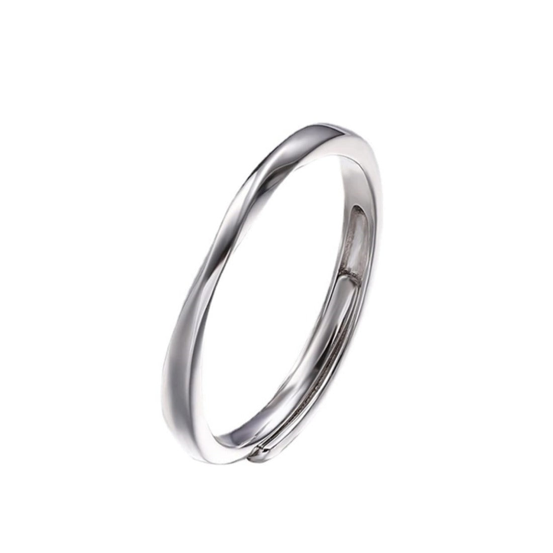 Rockyu リング メンズ フリーサイズ シルバー メビウスデザイン 純銀製 S925 指輪 アレルギー対応