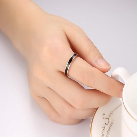 Rockyu シンプルステンレスリング レディース 3.5mm幅 金属アレルギー対応 エナメル加工