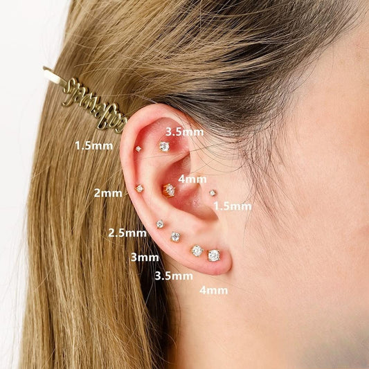Rockyu レディースピアス 6本セット 小粒ジルコニア スタッド 軟骨ピアス 金属アレルギー対応 可愛い 韓国風デザイン
