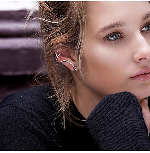 Rockyu 蛇モチーフ 2Wayピアス レディース シルバー925 揺れる&挟む 軟骨対応 両耳用