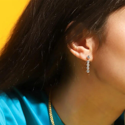 Rockyu シルバー925 ジルコニアフリンジピアス レディース スタッド