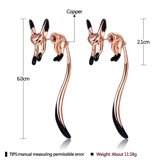 Rockyu キツネモチーフピアス|おしゃれに揺れるアニマルデザイン・鏡面仕上げ