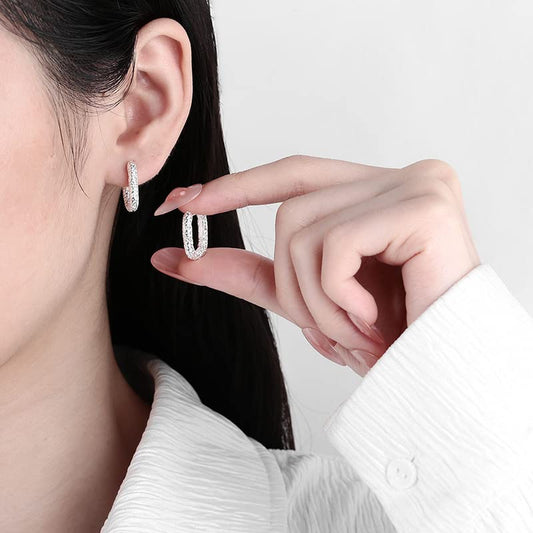 Rockyu シルバー925 不規則テクスチャー フープピアス 小さめハワイ風デザイン