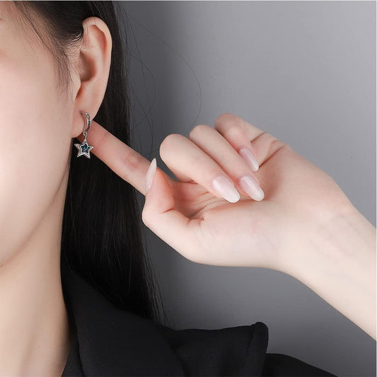 Rockyu ピアス レディース シルバー スター フープ ジルコニア 小さめ 星形 アレルギー対応 韓国風アクセ