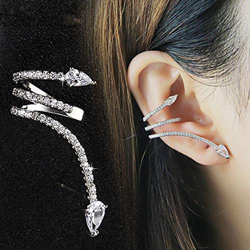 Rockyu 蛇モチーフ 2Wayピアス レディース シルバー925 揺れる&挟む 軟骨対応 両耳用