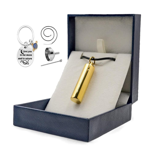 Rockyu メモリアルネックレス ステンレス製 遺骨ペンダント 高級鏡面仕上げ 手元供養用ネックレス