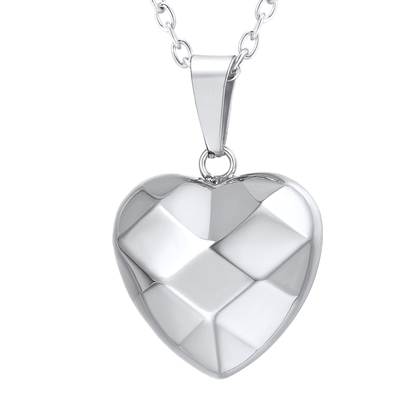 Rockyu ネックレス レディース ハートペンダント チタン製 シンプル シルバー&ゴールド 18Kメッキ