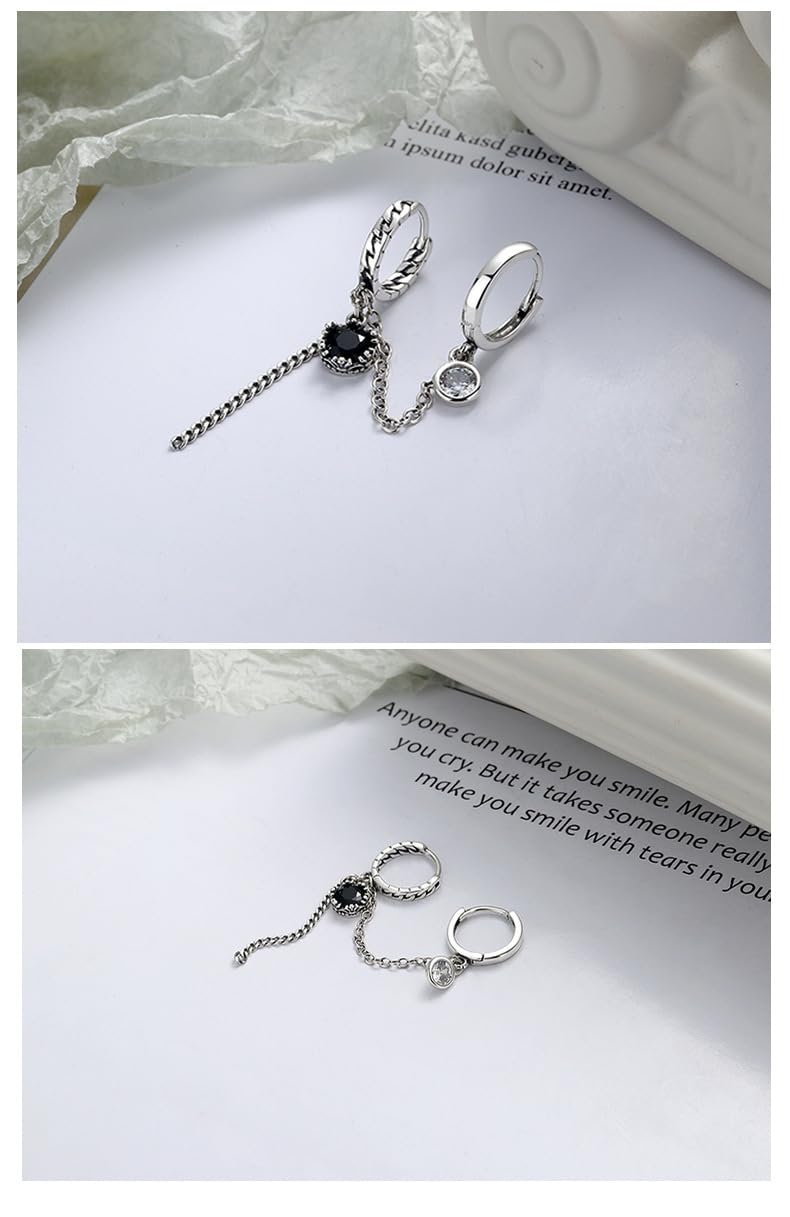 Rockyu シルバー925 スマイル×うさぎモチーフ フリンジピアス(非対称デザイン)