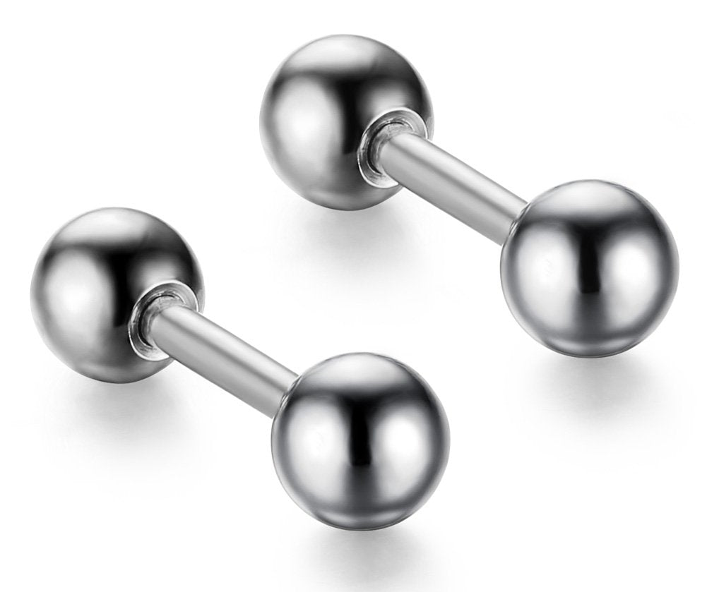 Rockyu バーベルピアス ボール 4mm ステンレス メンズ レディース 軟骨 ピアス 金属アレルギー対応 おしゃれ かっこいい 男女兼用 アクセサリー