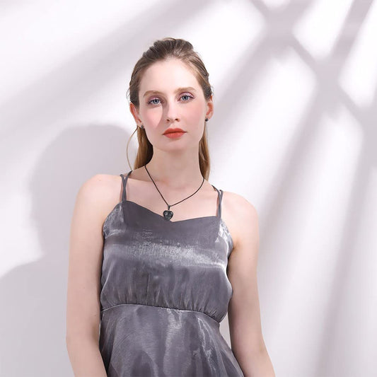 Rockyu ネックレス レディース ハートペンダント チタン製 シンプル シルバー&ゴールド 18Kメッキ