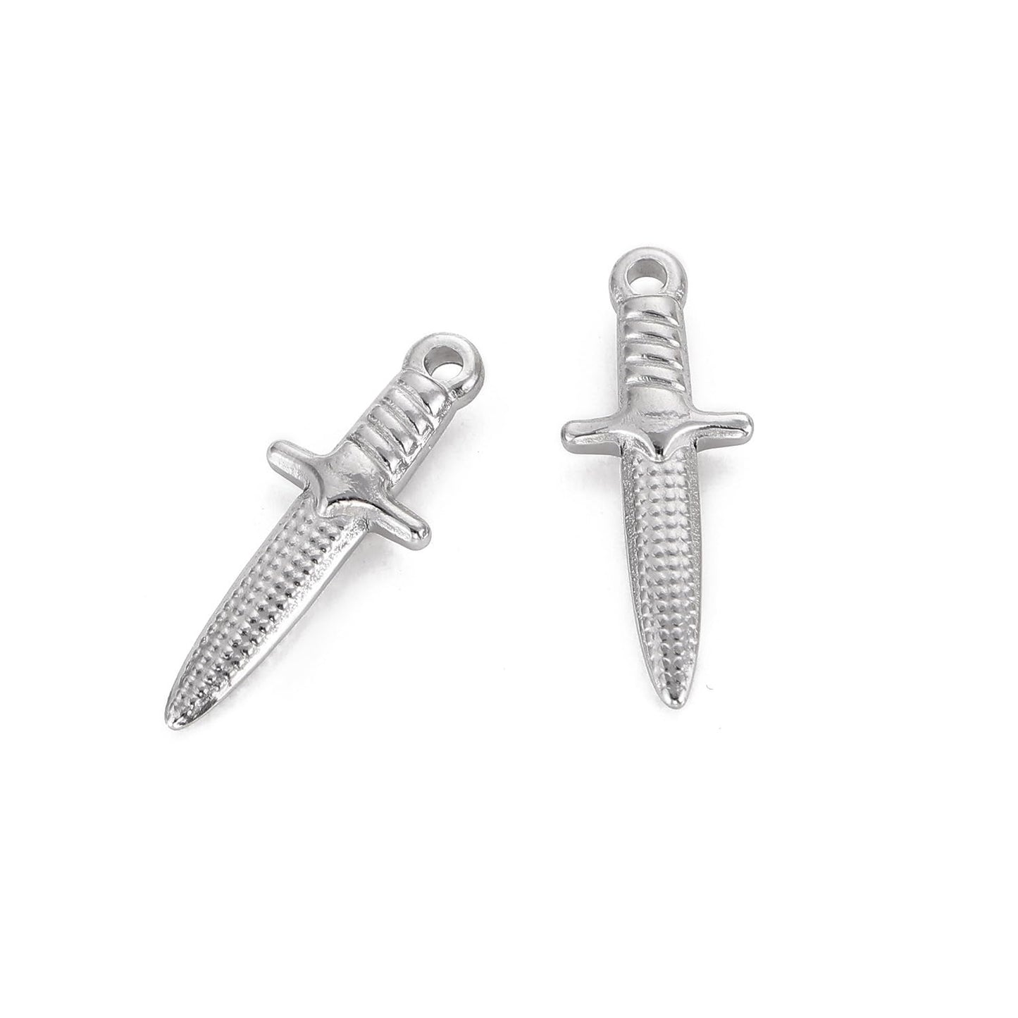 Rockyu ピアス メンズ シルバー ナイフモチーフ ステンレス 揺れる フープピアス 金属アレルギー対応