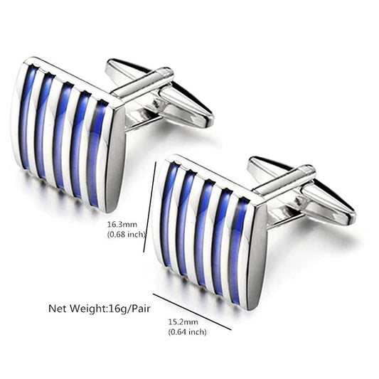 Rockyu メンズカフス ストライプデザイン シルバー フォーマルアクセサリー 2色展開