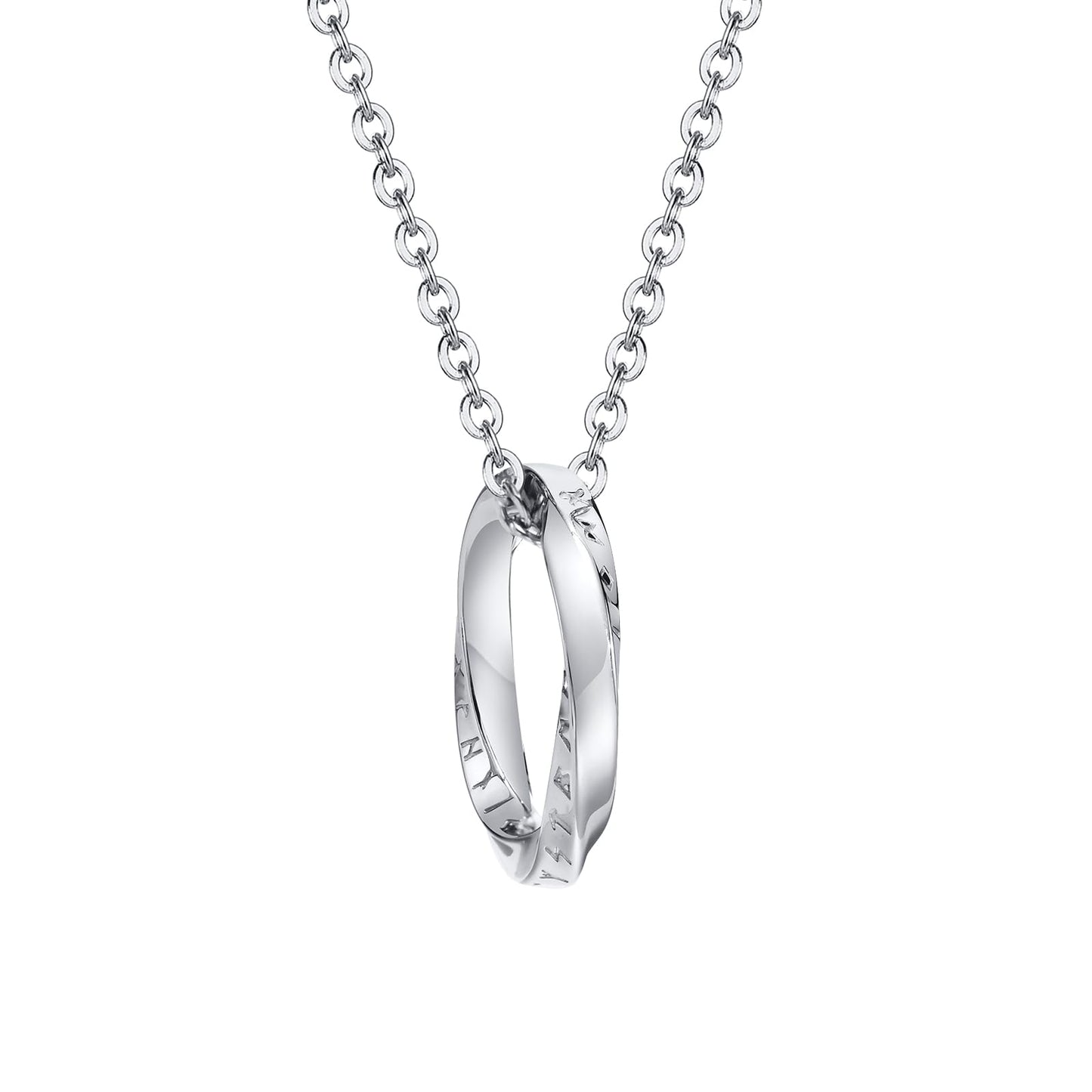 Rockyu メンズ リングネックレス|ヴァイキング風メビウスデザイン|ステンレス製 チェーン60cm 金属アレルギー対応 4色展開