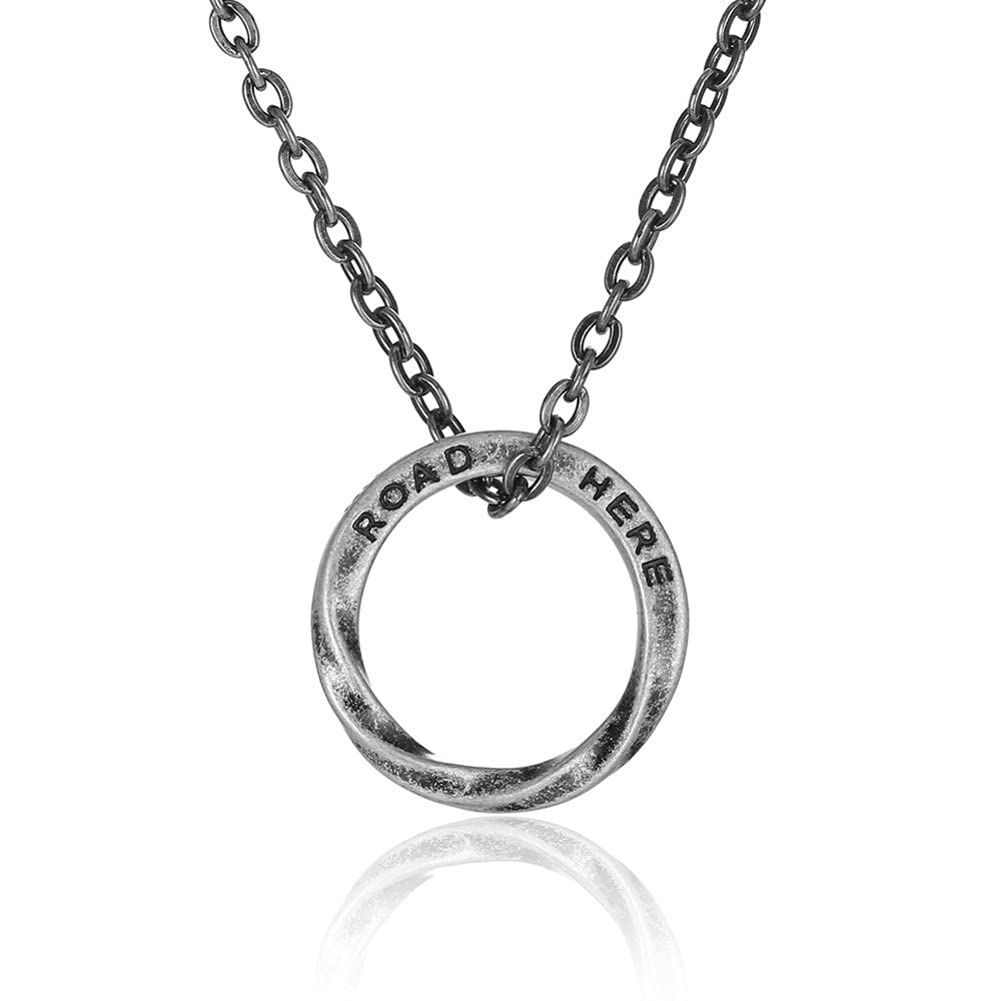 Rockyu ネックレス メンズ シルバー リングホルダーペンダント|60cm チタンチェーン 指輪風デザイン 男女兼用