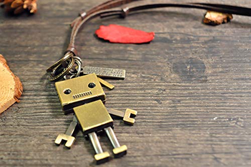 Rockyu レトロロボ ネックレス|革紐&ブリキ合金のユニセックスデザイン