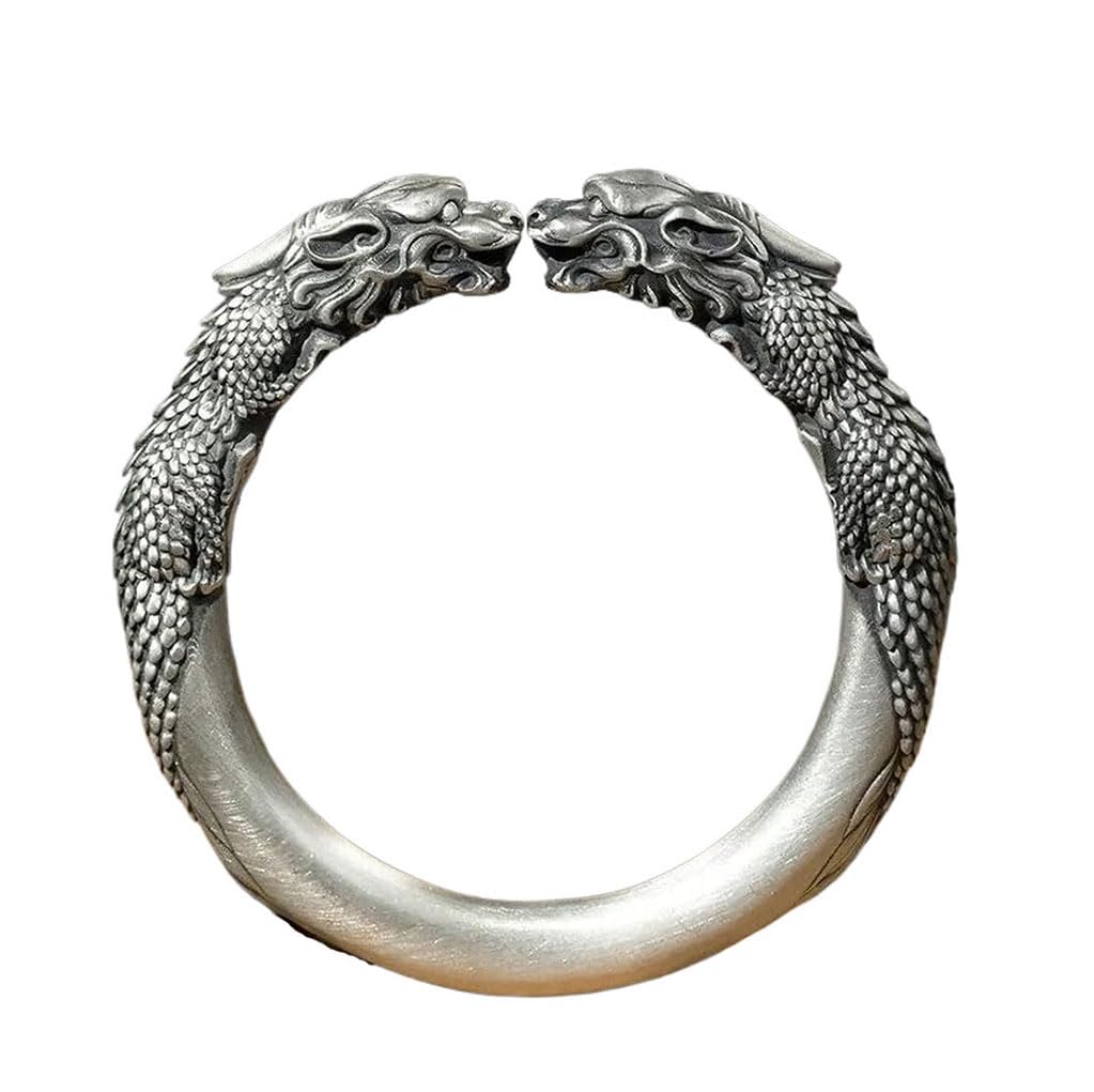 Rockyu 貔貅バングル シルバー開運ブレスレット 男女兼用 厄除け守護アクセサリー