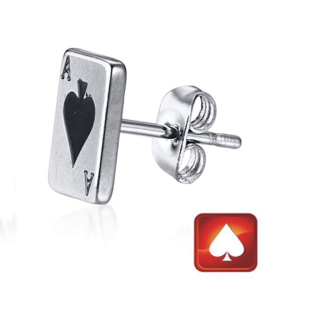 Rockyu トランプピアス シルバー925 メンズ レディース兼用 アンティーク風 アクセサリー