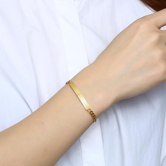 Rockyu ブレスレット レディース プレート チェーン ステンレス製 金属アレルギー対応 全3色