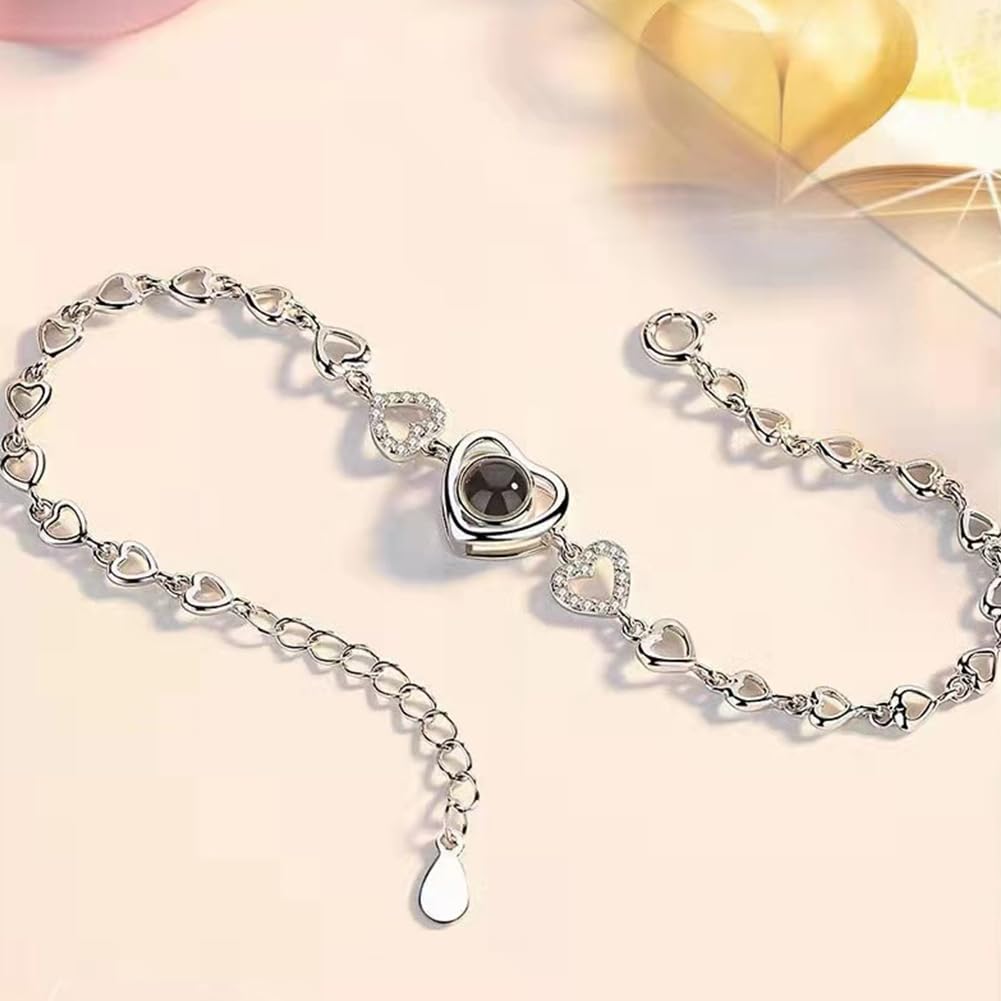 【秘密のハート】S925シルバー&ローズゴールドブレスレット|I Love You投影×ジルコン輝き