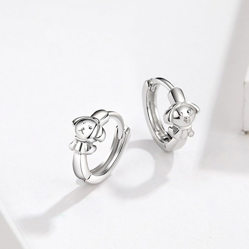 Rockyu ピアス レディース 小さめ ブランド シルバー925 可愛い ワンちゃん 犬ピアス 動物モチーフ ドッグ リングピアス 金属アレルギー対応 イヌ 両耳用 フープピアス おしゃれ バレンタインデー プレゼント アクセサリー