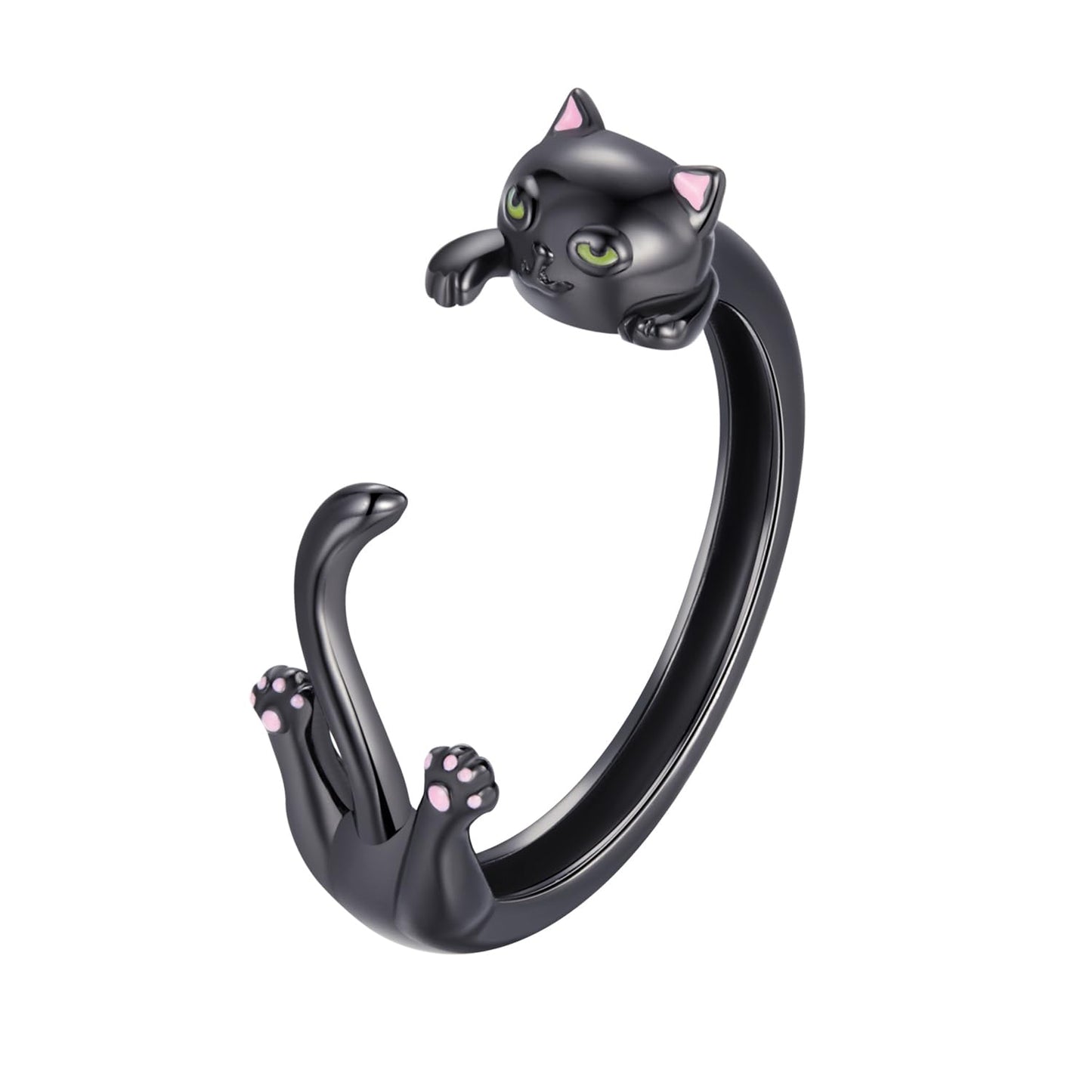 Rockyu 猫リング シルバー925 レディース フリーサイズ アニマルモチーフリング