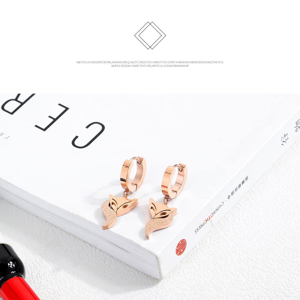 Rockyu ピアス レディース フープ フォックス ピンクゴールド チタン製