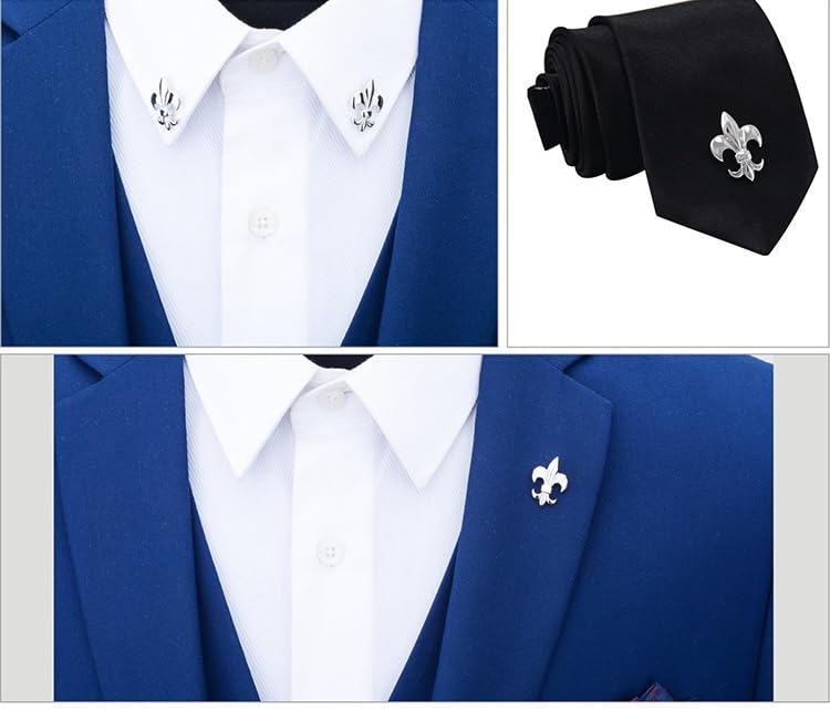 Rockyu ブローチ メンズ レディース 百合の花 シルバー クリスタル スーツアクセサリー